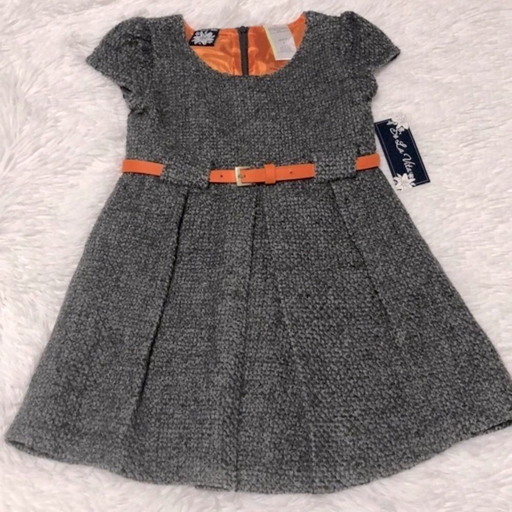 So La Vita Belted Tweed Dress Size 4 NWT